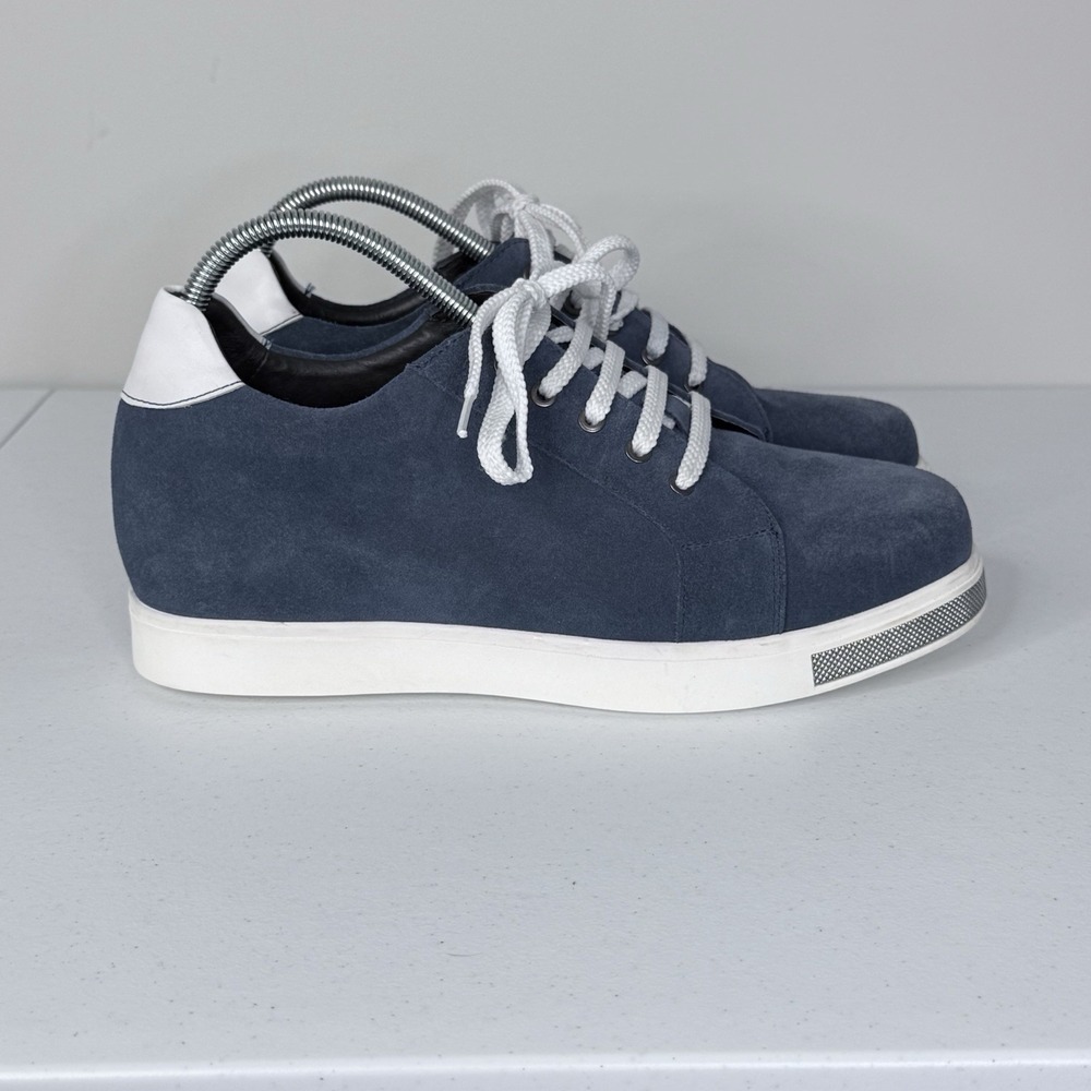 CALTO Blue Suede Invisible Height Increasing Elevator Shoes Sneakers Mens Sz 9